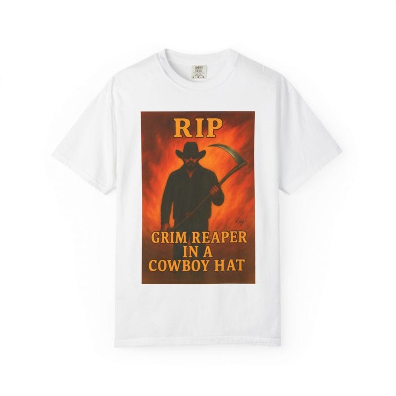 Rip Wheeler t-shirt showing the Grim Reaper in a cowboy hat.